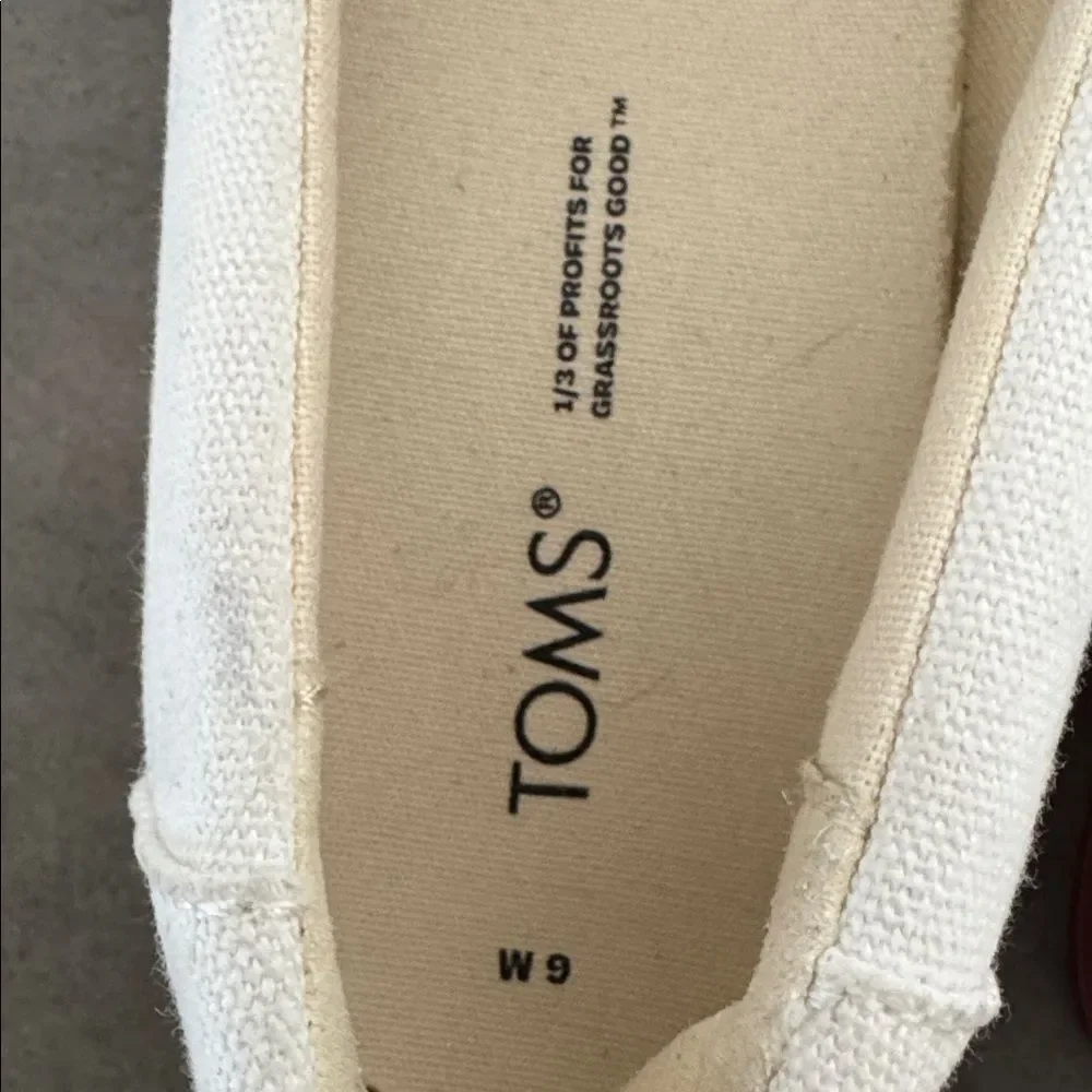 TOMS Alp Espadrille Platform Slip-On Shoes Cream Canvas Rainbow Women’s Size 9